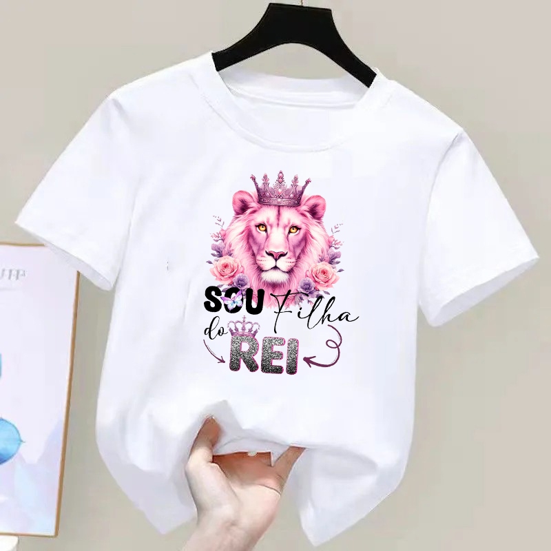 Camisa Gospel “Sou Filha do Rei” T-Shirt Feminina Estampa Delicada e Poderosa 100% Algodão